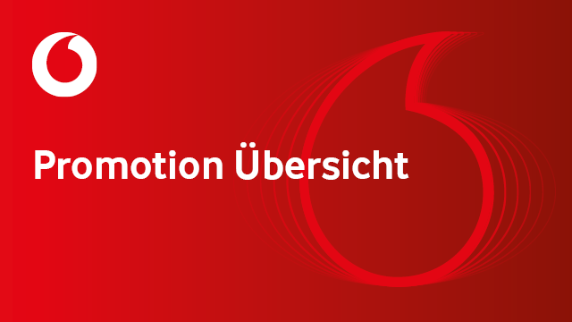 Promotion Übersicht von Vodafone auf rotem Hintergrund, unterstützt die Mobilfunkverlängerungen der Brodos AG.