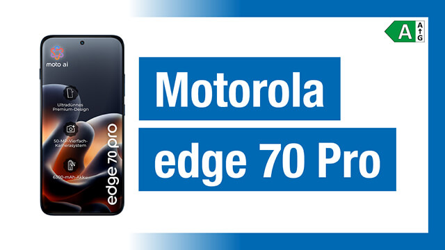 Motorola edge 70 Pro Smartphone mit Premium-Design und KI-Fotografie-Funktionen, präsentiert von Brodos AG.