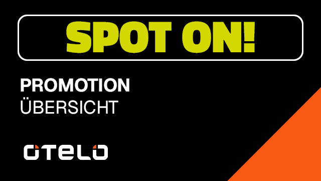 Aktionsübersicht für otelo mit dem Titel „SPOT ON!“ zur Bewerbung von Vodafone Mobilfunk.